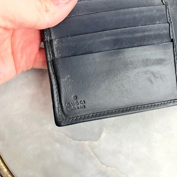 GUCCI Guccissima Supreme Navy & Red Leather Flap Wallet 237359-486430 - Picture 9 of 16